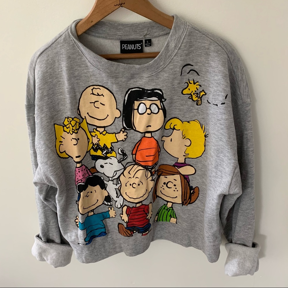 PEANUTS |  Crop Gray Sweatshirt